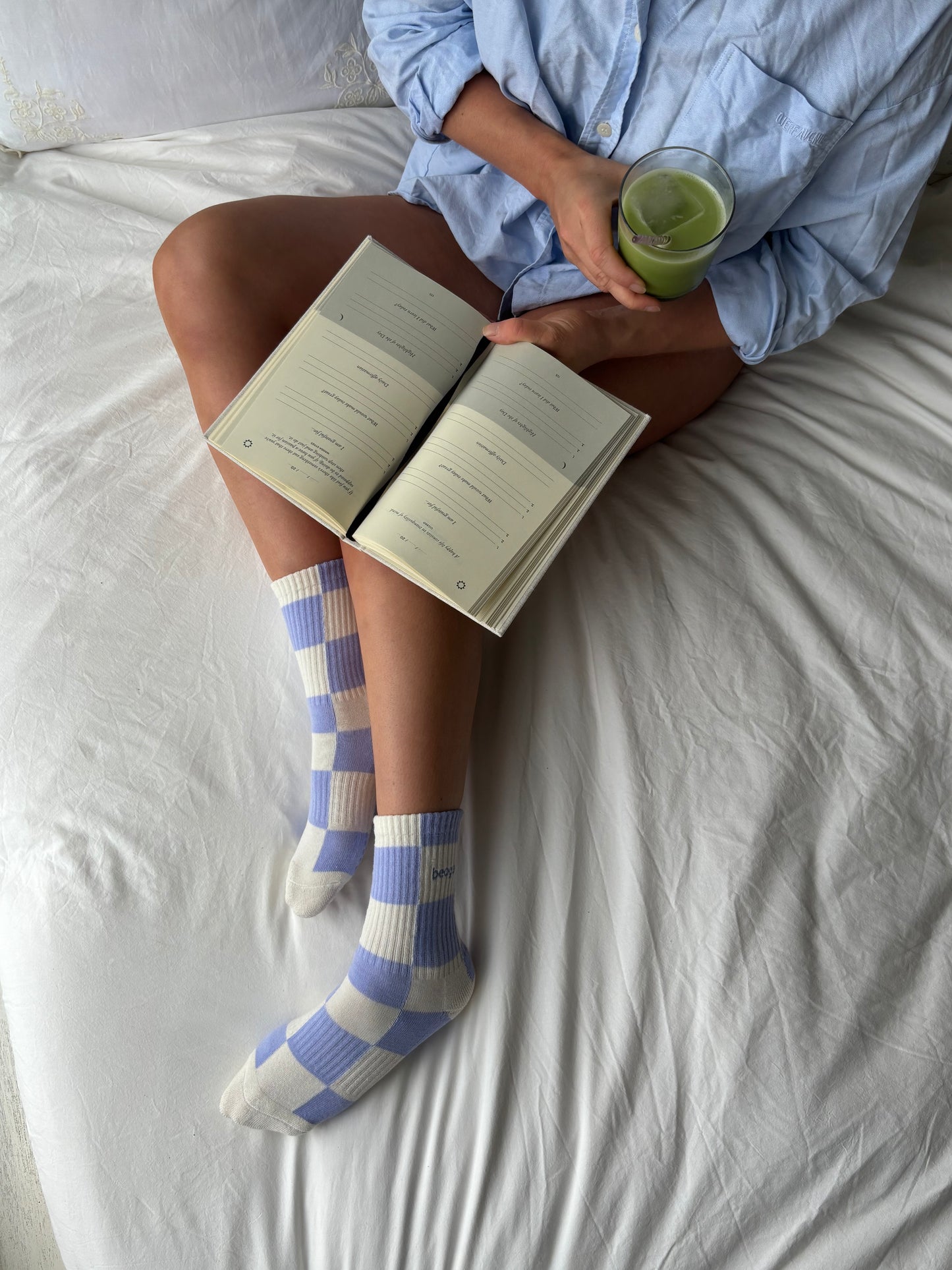 Blue and Cream Grip Socks