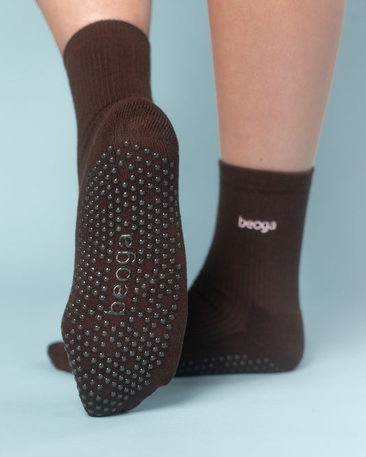 Chocolate Brown Grip Socks
