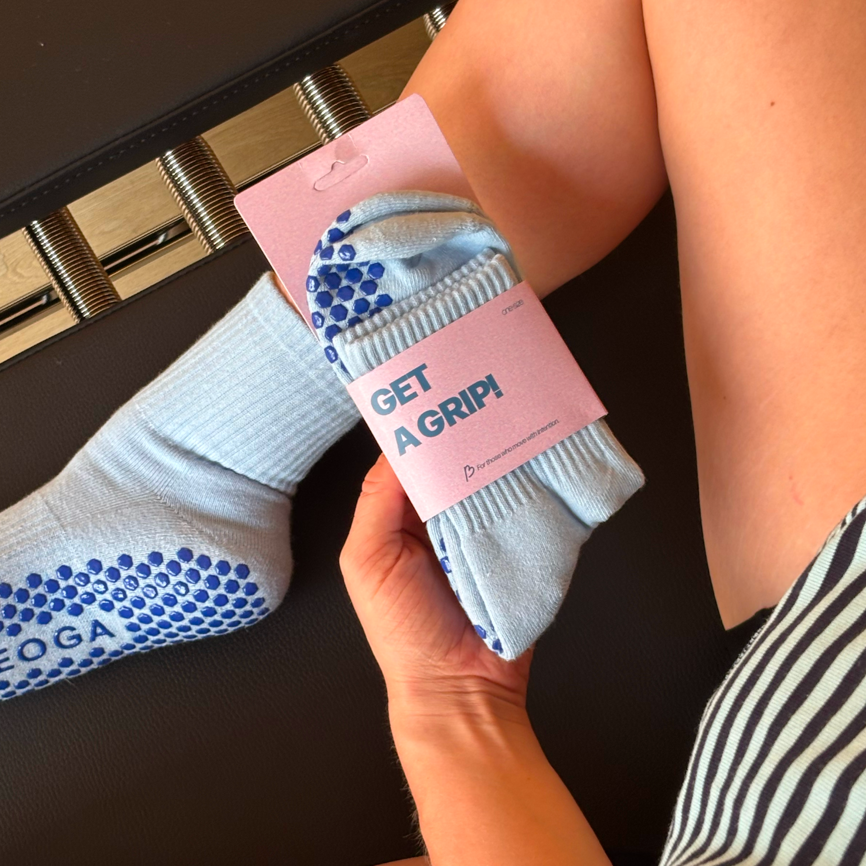 Grip Socks (Low Crew) - Sky Blue